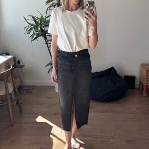 Reformation Nila long denim skirt black 27